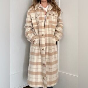 Long Tan Pea Button Coat